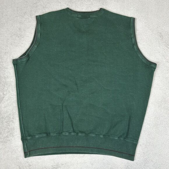 VNTG 90's Polo Ralph Lauren Sweater Vest Men's Large Golf Polo Crest Green Knit - Picture 2 of 10